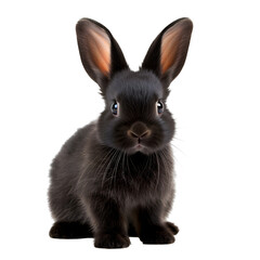 Obraz premium Black rabbit with long ears isolated on transparent background