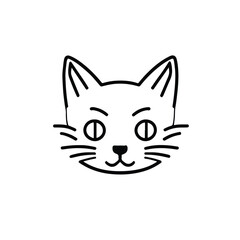 head Icon of cat face. Flat outline style.
