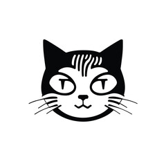 Fototapeta premium head Icon of cat face. Flat outline style.