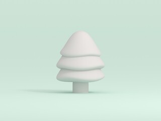 minimal 3d rendering abstract christmas tree cartoon style