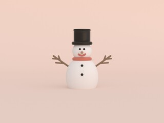 snowman 3drenderimg cartoon style christmas concept