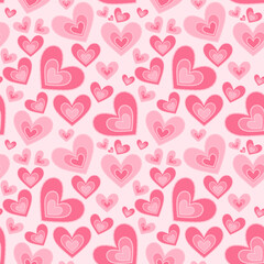 Beautiful and cute heart seamless pattern vector. Red and pink heart on pink background. Collection of heart. Symbol of love and Valentine's day. fabric, crafting tape, wrapping paper, sticker, card