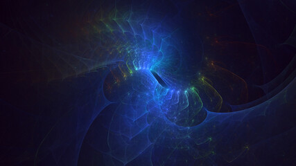 3D rendering abstract multicolor fractal light background