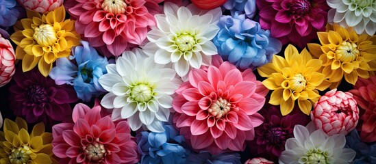 Colorful flowers on a floral backdrop