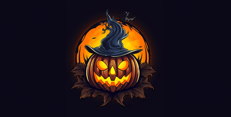 Halloween night icon pumpkin style dark background