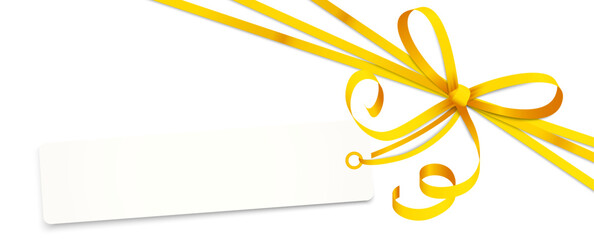 yellow colored ribbon bow with hang tag - 678526445