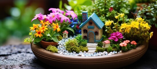 Fototapeta na wymiar Celebrate Spring and Summer with entertaining garden designs inspiring painters and small fairy gardens