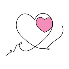 Continuous One line heart shape and love shape outline vector art illustration 