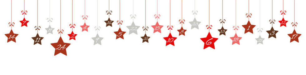 christmas advent calendar 1 to 24 on hanging stars © picoStudio