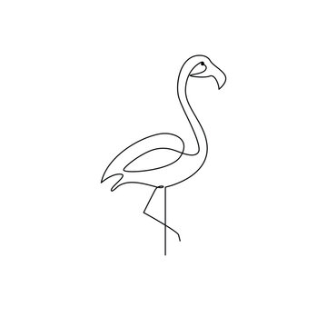 recommend clip art: Continuous One line Flamingo bird outline vector art illustration 