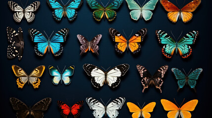 Collection Butterfly on the isolated background