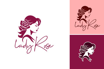 Lady Rose Beauty Salon is a feminine design asset perfect for beauty salon logos, branding materials, and promotional graphics for a high-end beauty establishment.