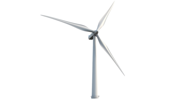 Wind turbine on the transparent background