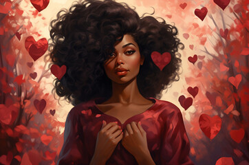 Black woman valentines day card, african american