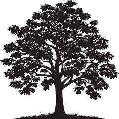 Oak Tree Silhouettes EPS Oak Tree  Vector Oak Tree  Clipart