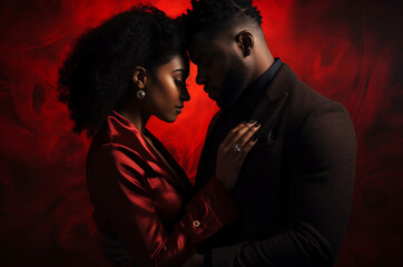 Black couple loving each other on valentine is day