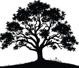 Oak Tree Silhouettes EPS Oak Tree  Vector Oak Tree  Clipart