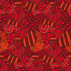 Seamless abstract background of hearts. Pattern for Valentine's Day