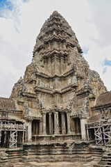 Angkor Wat Temple Inner Complex Tower, masterpiece of Khmer Architecture built in 12th century by...