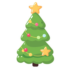 Decorated Christmas tree decoration ball in cartoon flat style. Merry Christmas and Happy New Year. 