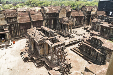 The Inner courtyard of the Angkor Wat Temple Complex at Siem Reap, Cambodia, Asia