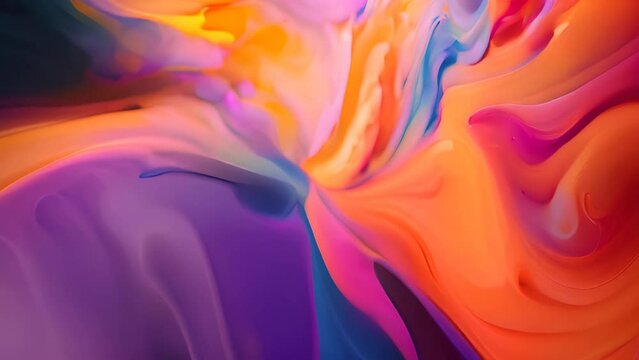 Abstract background of acrylic paint in red, blue, yellow and orange colors. AI generated.