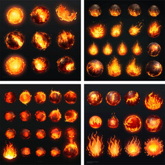 Obraz premium flames fiery burst explosion flash comic animation boom burn inferno heat blast warm effect fire 
