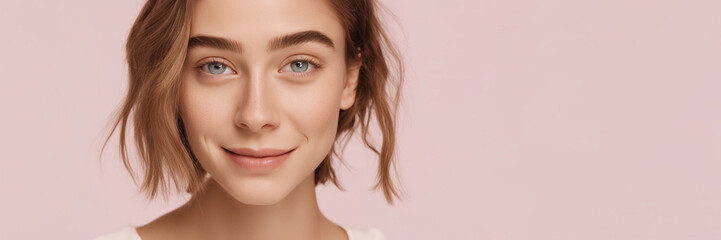 Fototapeta premium Beautiful American good woman nice fashion half body eye contact