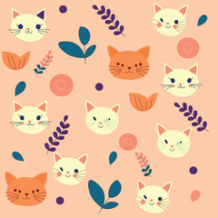 Bright pattern with kittens. Seamless illustration.