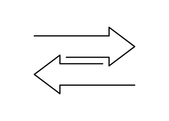Transfer arrow icon. Double reverse symbol. Data transfer linear icon. Recycling sign. Arrow to left and right symbol. Replace icon. Vector illustration isolated on white background. Editable stroke.
