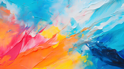 Obraz na płótnie Canvas Closeup of abstract rough colorful bold rainbow colors explosion painting texture marble textur. Generative Ai.