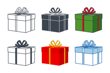 Gift icon collection with different styles. Gift box Present icon symbol vector illustration isolated on white background