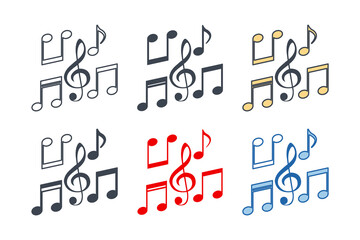 Music Notes icon collection with different styles. Tone music icon symbol vector illustration isolated on white background