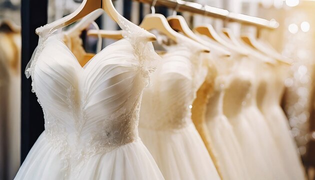 bridal wedding dress in hanger