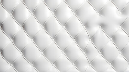 Seamless subtle white diamond tufted upholstery pattern transparent background texture overlay. Abstract soft puffy quilted sofa cushions or headboard displacement, bump or height map.. Generative Ai.
