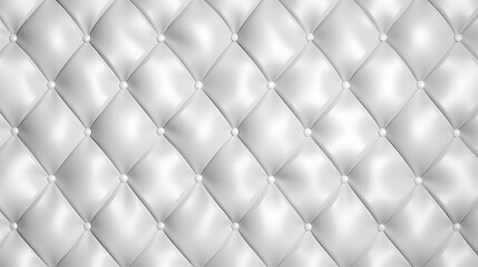 Seamless subtle white diamond tufted upholstery pattern transparent background texture overlay. Abstract soft puffy quilted sofa cushions or headboard displacement, bump or height map.. Generative Ai. - obrazy, fototapety, plakaty