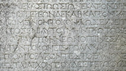 Carved marble letter of the Greek alphabet. - Powered by Adobe