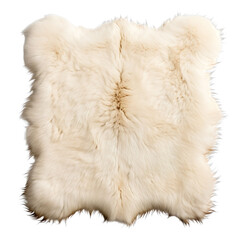  Top view of a polar bear fur rug isolated on a white background.