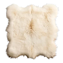 Fotobehang  Top view of a polar bear fur rug isolated on a white background. © SuperPixel Inc