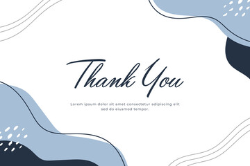 Abstract hand drawn organic shape with editable text wedding thank you card template. Vector illustration - obrazy, fototapety, plakaty