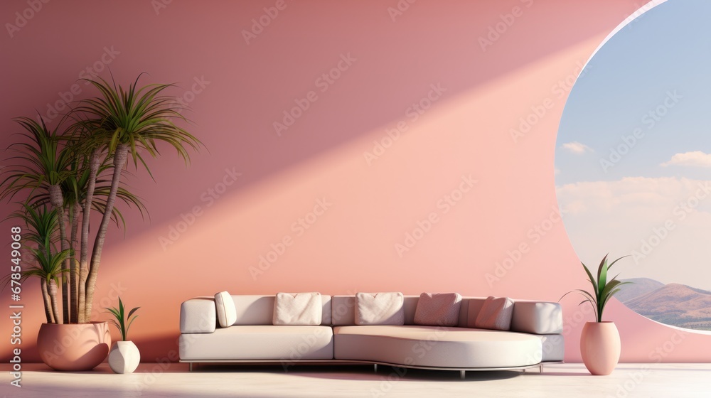 Poster metaverse interior design visuals background with empty space for text