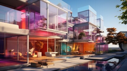 Vibrant virtual architecture showcasing the potential of metaverse real estate  - obrazy, fototapety, plakaty