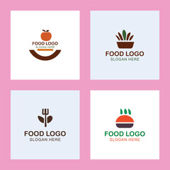 Vector food colorful logo emblems set