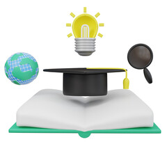 icon 3d Render Graduation Book