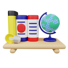 icon 3d Render Global Education