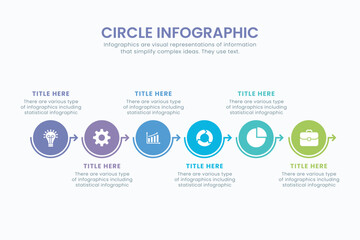 Minimal business circle infographic design template for cycling diagram. presentation and round chart. Business concept with 6 stages. Modern flat vector illustration for data visualization.