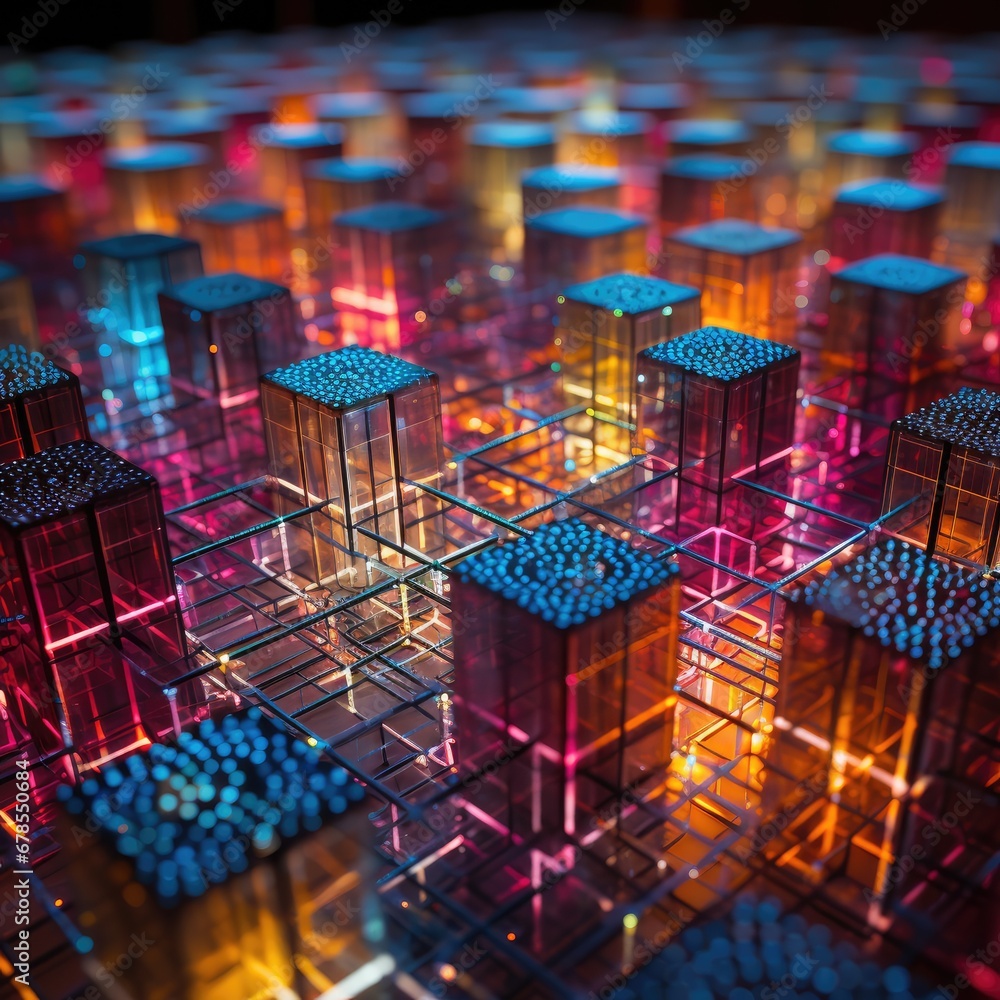 Aufkleber a close up of a bunch of cubes on a table. generative ai.