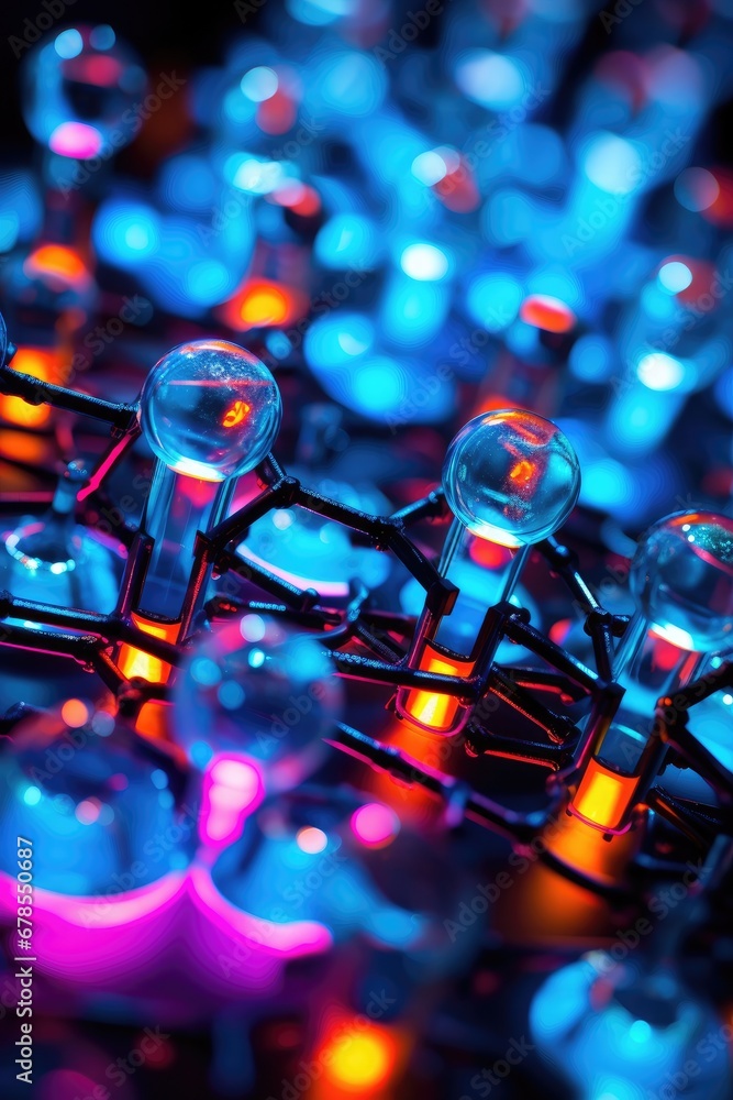 Poster a bunch of lights that are on a table. generative ai.