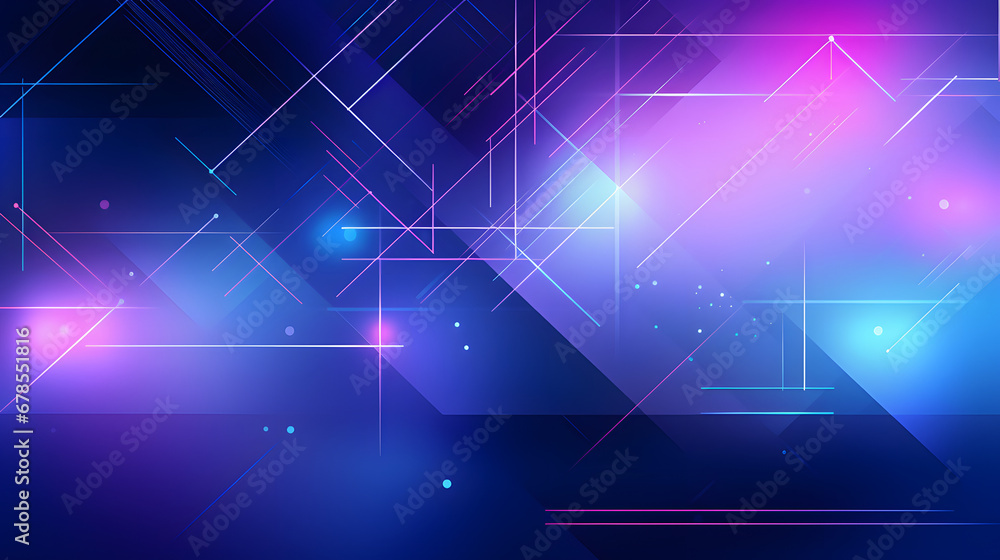 Poster blue and purple abstract tech background with shapes. generative ai.