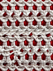 Obraz premium Textural background consisting of a web of intertwined red and white threads. Generative AI